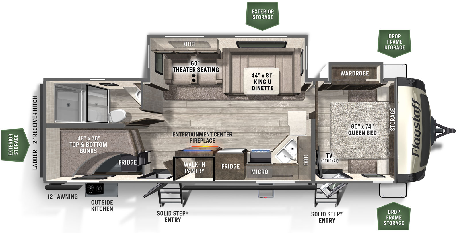 2023 FOREST RIVER SUPER LITE FLAGSTAFF 27BHWS, , floor-plans-day image number 0